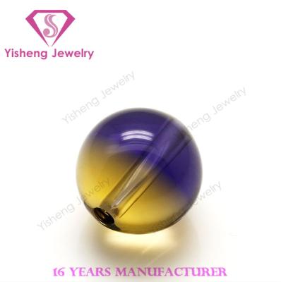 China Glass Bead Color Combination 12mm Hole Drilling Two Color Cheap Glass Gem Beads for sale