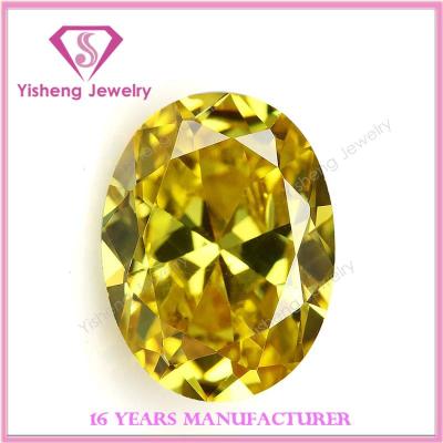 China Artificial Oval Golden Yellow CZ Wax Setting Topaz Stone Price CZ Zircon Gems for sale