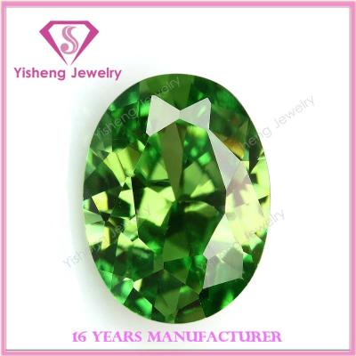 China Opalescent Oval / Opalescent Faceted Cut Green Zirconia CZ Stone Price Imitation Zambian Emerald Price for sale