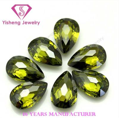 China Palting 10x14 Pear Cut Synthetic Zircon Peridot Stone From China for sale