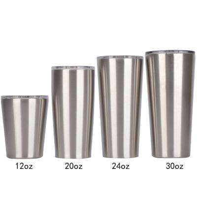 China Viable Wholesale Double Wall Stainless Steel 12oz Vacuum Insulated 16oz 20oz 24oz 30oz Straight Water Bottle Tumblers With PP Lid for sale