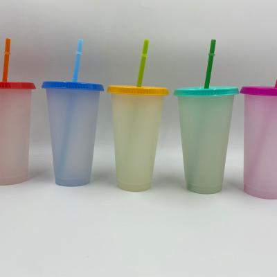 China Sustainable Eco-friendly Sports Drinking Reusable Non-changing 24oz Mulit Color Acrylic Plastic Water Cup Cup With Lid And Straw for sale