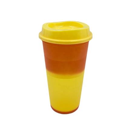 China Sustainable Reusable Amazon BPA Free Hot Drink Plastic Coffee Cups Color Changing Tumbler Mug 5 Pack With Lids for sale