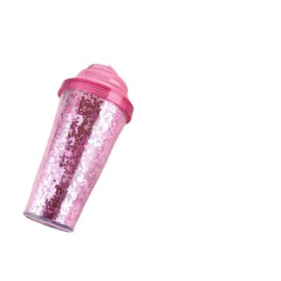 China Summer Viable Ins Style Blingbling Glitter Ice Cream Double Wall Tumbler Cups Personalized Acrylic Plastic Tumbler With Straw BPA Free for sale