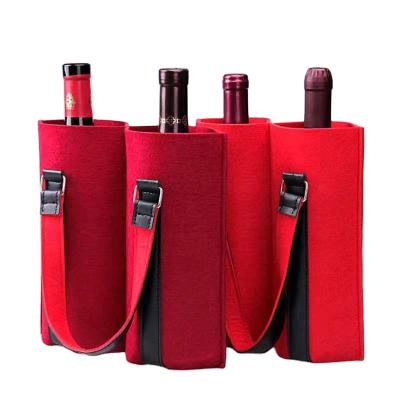 China Appropriate Felt Quality Price Guarantee Wholesale Felt Red Wine Tote Bag Stain for sale