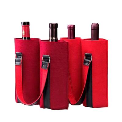 China Professional wholesale custom made good quality felted newest design felted red wine packaging bag stain for sale