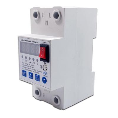 China Voltage & Current Protector 63A Automatic Reconnect Circuit Breaker Over and Under Voltage Over Current Leakage Protection Surge Protect Protector Relay for sale