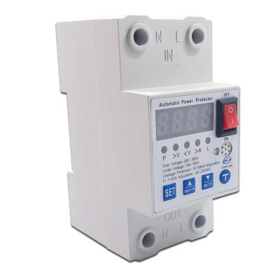 China Voltage & Current Protector 63A Automatic Reconnect Circuit Breaker Over and Under Voltage Over Current Leakage Protection Surge Protect Protector Relay for sale