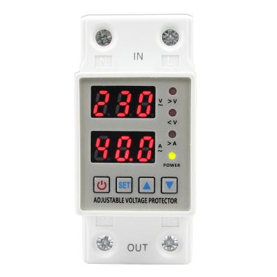 China JIW 40A DinRail 230V adjustable over and under voltage protector with over current protection relay protection device overload for sale