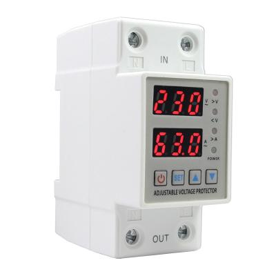 China JIW 63A DinRail 230V adjustable over and under voltage protector with over current protection relay protection device overload for sale