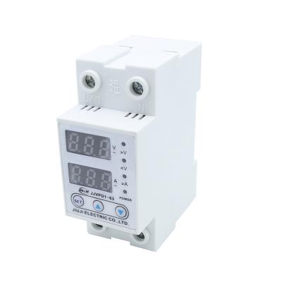 China JIW 63A DinRail 110V Adjustable Over And Under Voltage Protector Over Current Protection Relay Protective Device Overload High Low for sale