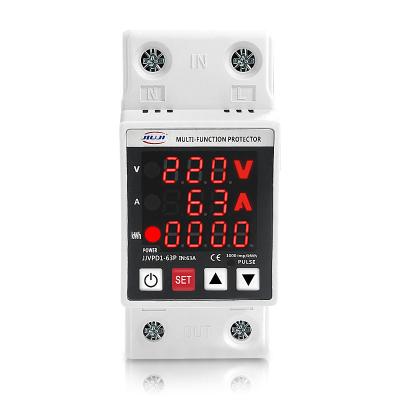 China Voltage & Current protection 63A 230V din rail adjustable over and under voltage protection device protector relay with current protection KWH energy merter for sale