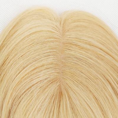 China super silky & Super Soft Medium Straight Brazilian Machine Hair Pieces Topper Hairpieces For Women Blonde Silk Top Hair Clip In Hair Toppers for sale