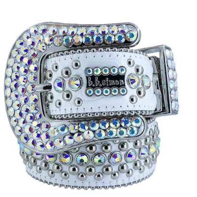 China High Quality Shinning the Luxury Unisex BB Simon of Crystal Rhinestone Belts Men Women Diamond Studded Western Designer Leather for sale