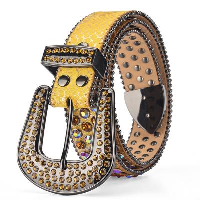 China High Quality Customized Rhinestone Belt For Men Bling Bling Full Diamond Studded Leather Waist BB Simon Belt Strap Crystal For Jean for sale