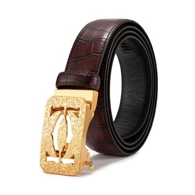 China High Quality Handmade Italian Dress Belt Men's High Quality Crocodile Cowhide Leather Casual Leather Belt for sale