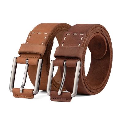 China Hot Selling High Quality Handmade Genuine Leather Pin Buckle Vintage Belts For Men for sale