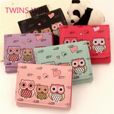 China 2019 Fashion Style Wallets 2019 Girls Cartoon Owl Printing Popular European Fashionable Money Purse Leather Free Sample 109 for sale