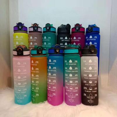 China Hottest Selling Viable Outdoor Custom Logo Gym Bottles Plastic Sport Multi Color Water Bottle With Time Marker for sale