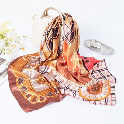 China New fashion Russian style custom printed big square shawl 90*90cm polyester square scarf for sale