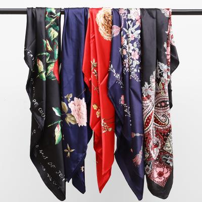 China Wholesale ethicon long silk printed silk satin hijab scarf scarves for women for sale