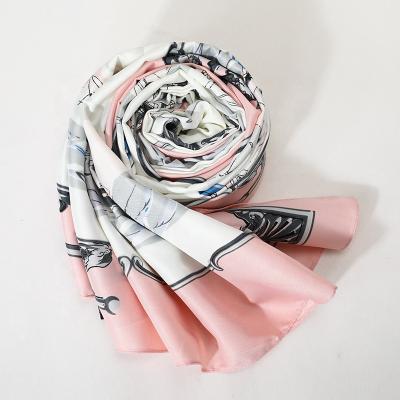 China New Style Popular Soft Pink Girl Square Poseidon Silk Tie In Cloth Scarf for sale