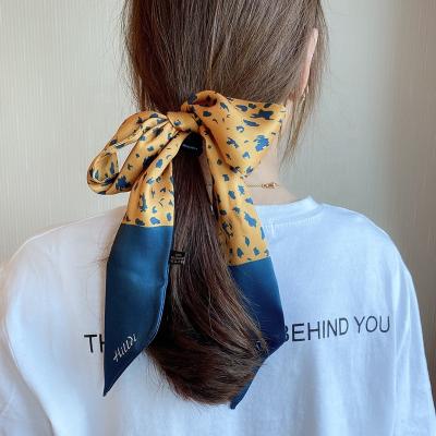 China Original Korean elegant simulation retro fashion long new LeopardSilk twill scarf women's long scarf silk ribbon for sale