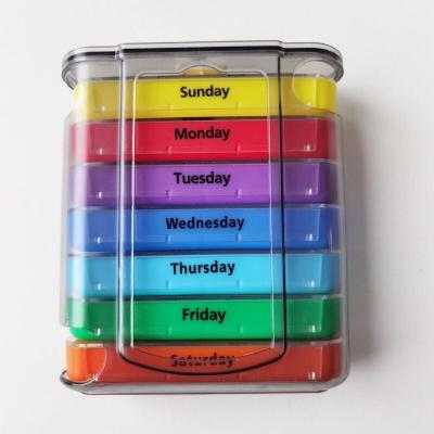 China Eco Friendly Portable 7days Weekly 28 Compartment Plastic Pill Box Eco Friendly for sale