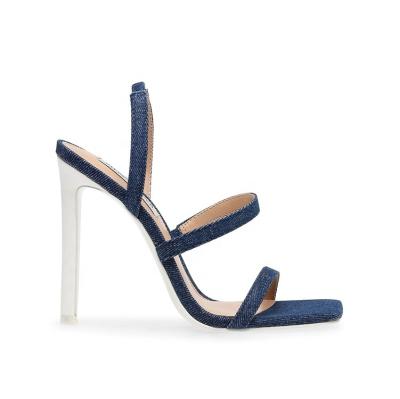 China Fashion trend high quality square toe with unique rubber ladies stiletto sandals for outdoor wear for sale