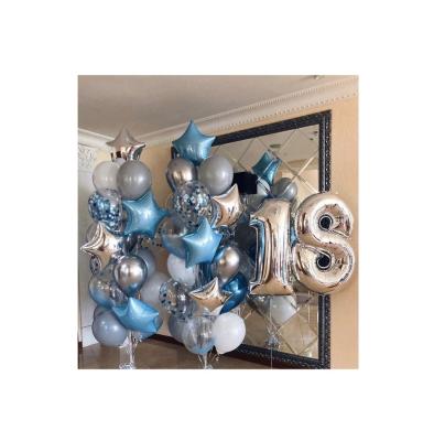 China Promotional Toy 1Set 18 Years Boy Girl Birthday Party Decoration 30Inch Number Star Foil Balloons Blue Silver Decoration for sale