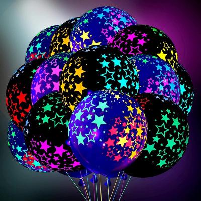 China Toy 12 Inch 100pcs Neon Glow Glowing Balloons Promotional UV Luminous Balloons Dot Design Christmas Wedding Birthday Party Fluorescent Decor for sale