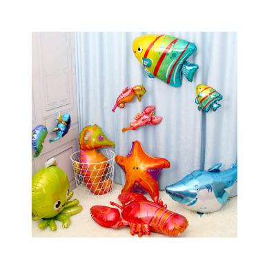 China Promotional 5Pcs 9Styles Toy Octopus Fish Lobster Dolphin Seahorse Shark Balloons Sea Theme Ocean Animals Air Filled Globos Birthday Party Decor for sale