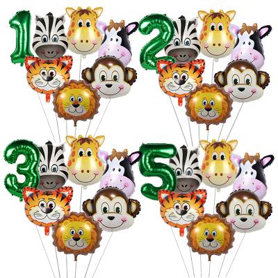 China Wild Safari Jungle Toy 7pcs Children's Supplies Happy Birthday Balloons Animal Promotional Foil Balloons Birthday Party Baby Shower Backdrop Decor for sale