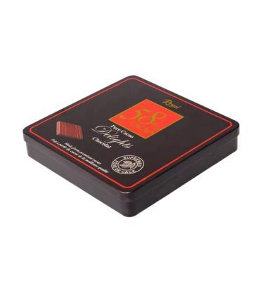 China Recycled Materials Square Shape Chocolate Flat Tin Box With Hinges For Korea Market for sale