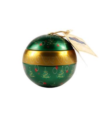 China Recycled Materials 3 Section Metal Bauble Ball Tin Christmas Three Parts With Hangtag for sale