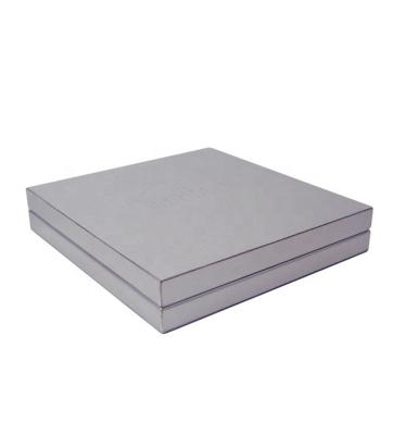 China Recycled Materials Straighten Corners Square Chocolate Tin Box With Expanded Logo And Paper Sleeve 160x160x22mm for sale