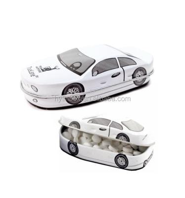 China Recycled Materials Car Form Hinged Mint Candy Tin Box for sale