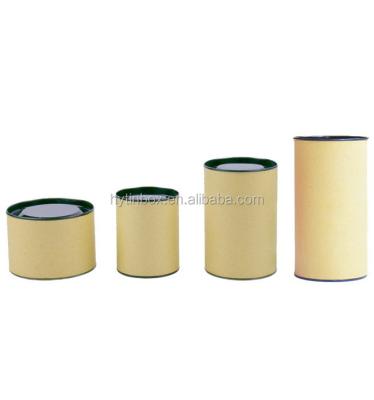 China Recycled Materials Brown Color Kraft Paper Tube Can Box With Tin Lid And Bottom For Tea Packaging for sale