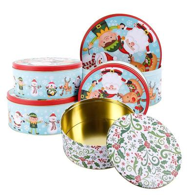 China Recycled Materials Food Grade Nested Tin Box Round Cake Tins Storage Boxes Set / 3 for sale