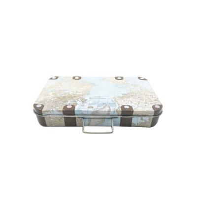 China Recycled Materials Suitcase Tin Gift Voucher Card Holder With Handle And Clear Window And Assembled Tray for sale