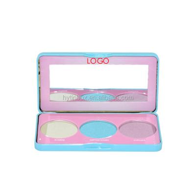 China With Empty Makeup Mirror Tin Case 3 Colors Custom Magnetic Eyeshadow Palette With Engraving for sale