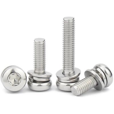 China Round DIN ISO JIS GB ANSI Standard Customized Round Head 304 Stainless Steel Torx Screw With Washer for sale