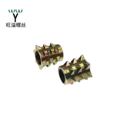 China Heavy Industry Wood Joint Insert Copper Plated Furniture Wood Insert Toothed Nuts for sale