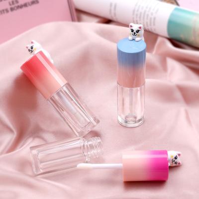 China New Cute Pink Cat Empty Lip Gloss Lip Gloss Tubes 4ML Lip Gloss Tubes Empty Cosmetic Packaging For Kids for sale