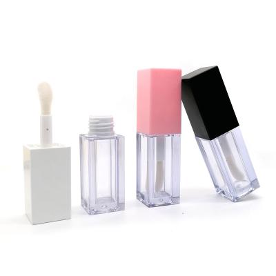 China Square 5ml Lip Gloss Tube Black Large High Quality Black White Matte Pink Wand Tubes Empty Lip Gloss Containers for sale