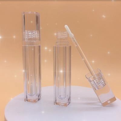 China Wholesale Custom 5.5ml Private Label Transparent Cosmetic Container Thickened Square Plastic Clear Lip Gloss Tube Packaging for sale