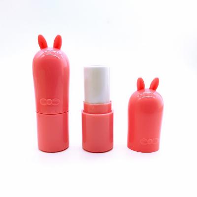 China Customized Cartoon Pink Bunny Shape Top Lipstick Tube Cute Lip Balm Tube Cosmetic Empty Tube for sale