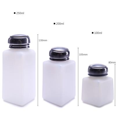 China 100ml/200ml/250ml Cosmetic Antistatic Push Alcohol Dispenser Alcohol Pump Bottle for sale