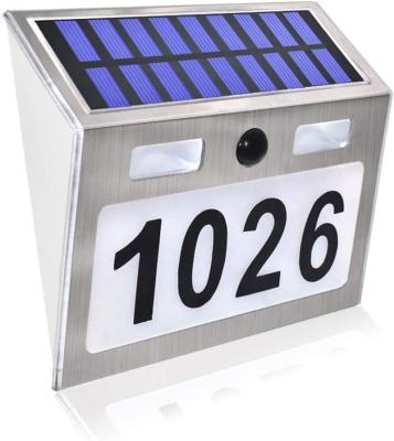 China Solar Charge LED Solar House Number Stainless Steel House Number IP44 Digital Address Sign Outdoor Solar Led Light for sale