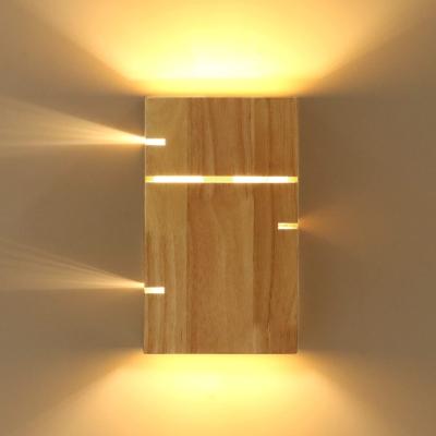 China Up Light Modern Wooden Down Light Indoor Warm White LED Wall Lamp Living Room Bedroom Hallway Hotel Wood Through Wall Light for sale